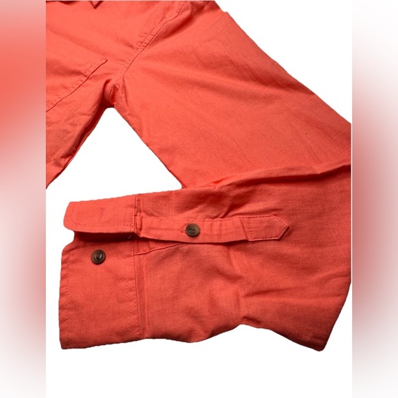 Women's Long Sleeve Button Down Cropped Shirt  Universal Thread Coral - Picture 4 of 9